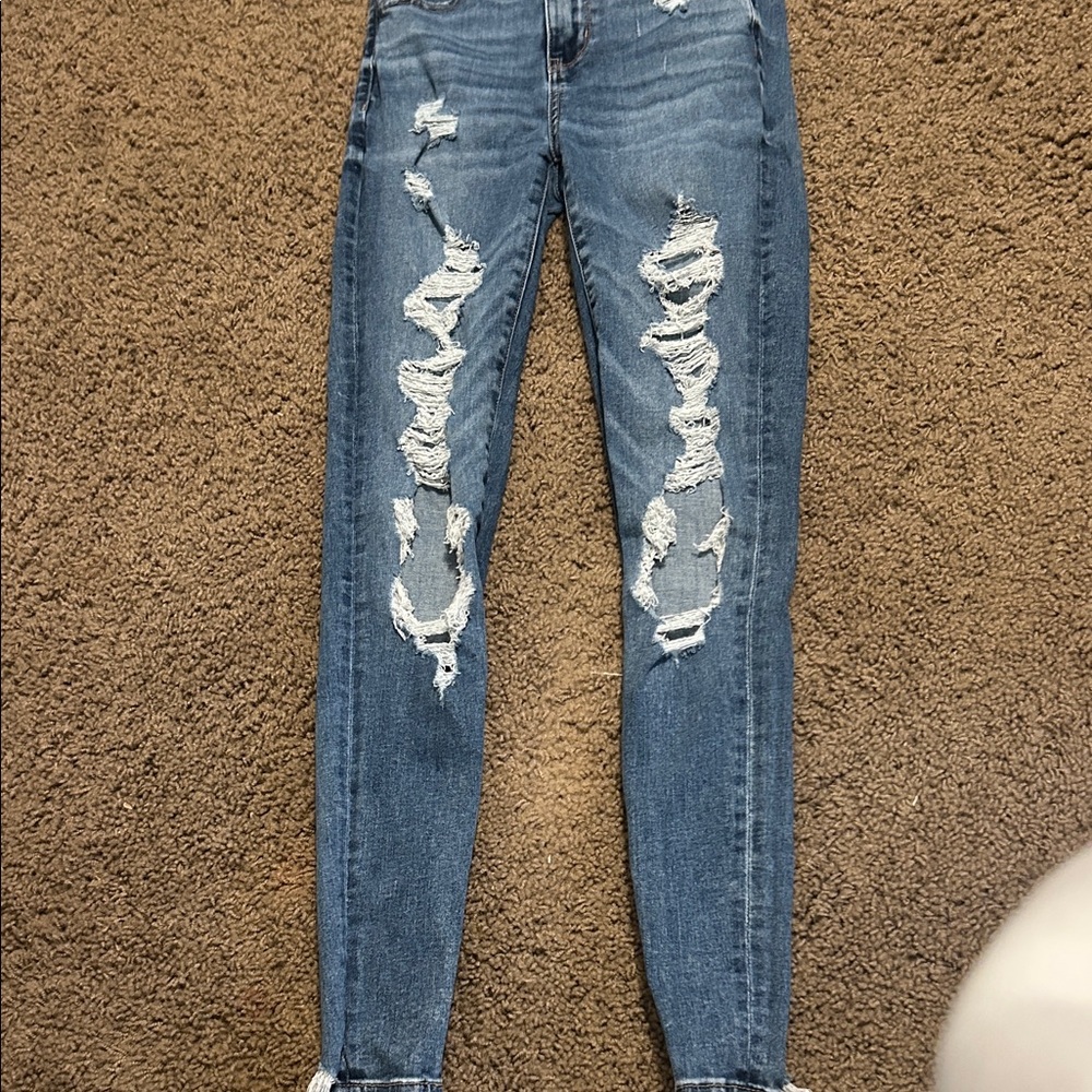 American Eagle Outfitters Ripped Blue Skinny Jeans